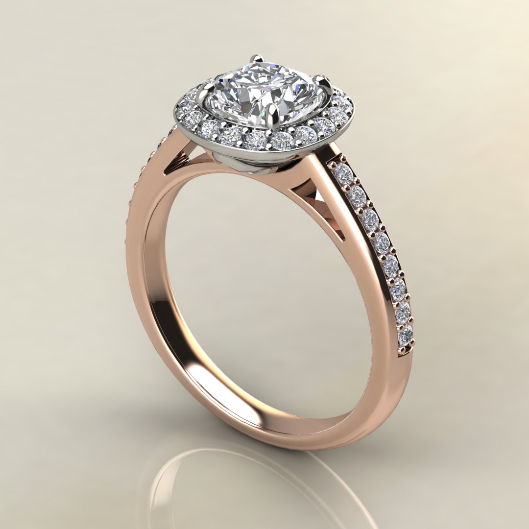 Modern Halo Cushion Cut Moissanite Engagement Ring - Yalish Diamonds