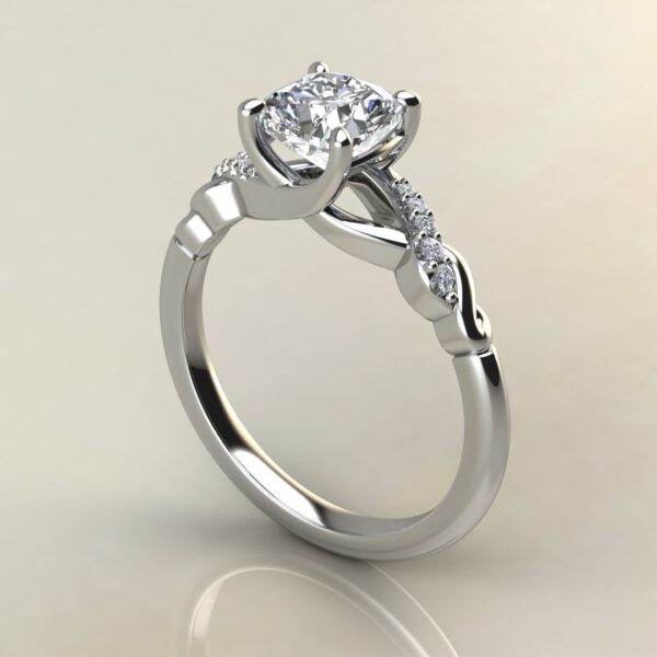 C029 White Gold Ivy Cushion Cut Engagement Ring