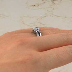 Split & Plain Shank Cushion Cut Moissanite Engagement Ring