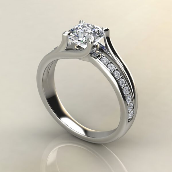 Split & Plain Shank Cushion Cut Moissanite Engagement Ring