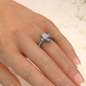 Vintage Halo Cushion Cut Cathedral Moissanite Engagement Ring