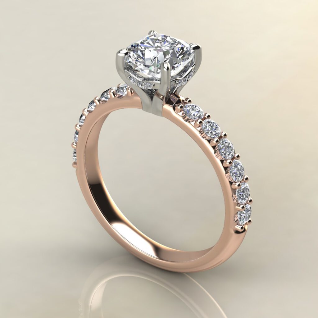 Hidden Halo Cushion Cut Swarovski Engagement Ring - Yalish Diamonds
