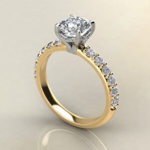 Hidden Halo Cushion Cut Moissanite Engagement Ring