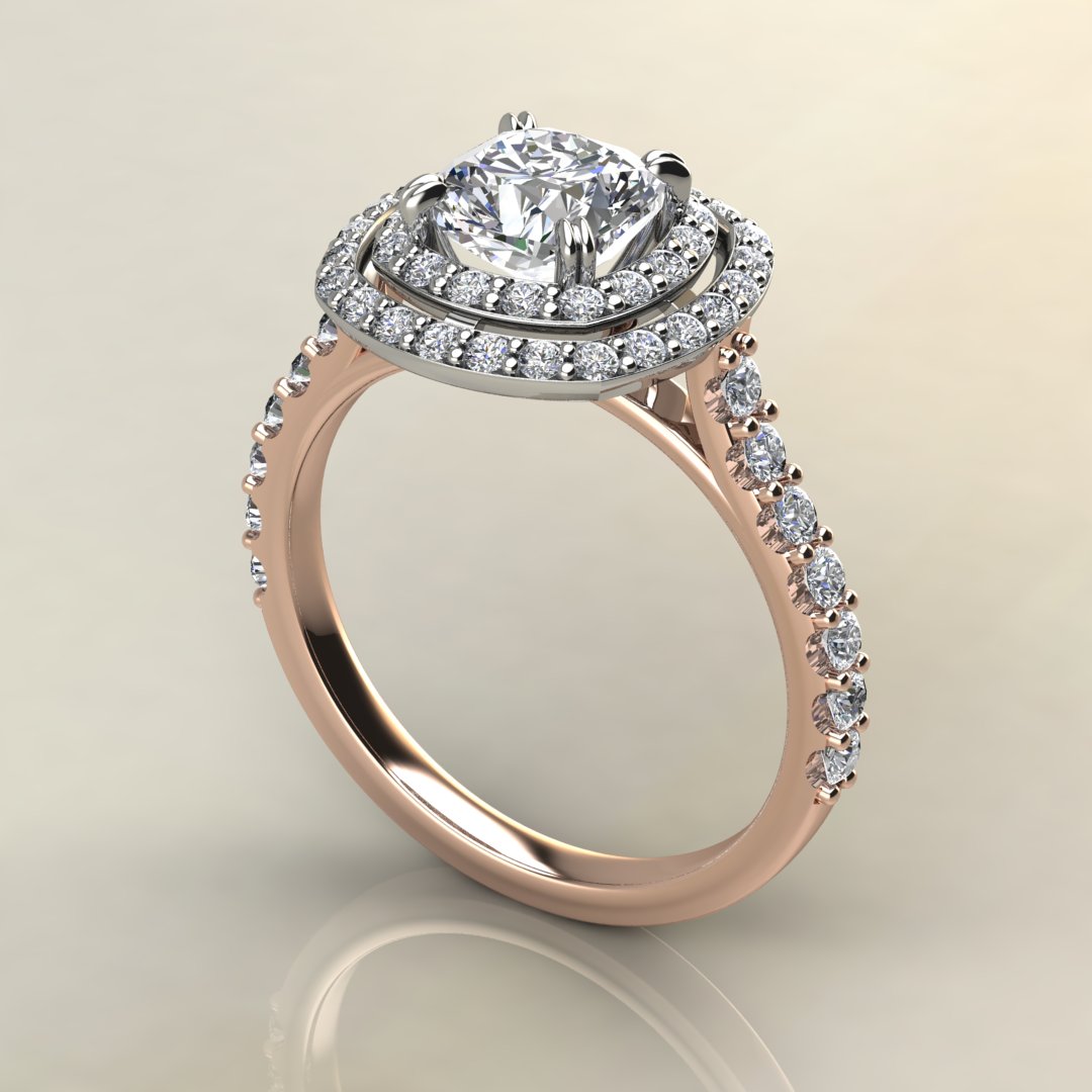 Double Halo Cushion Cut Swarovski Engagement Ring - Yalish Diamonds