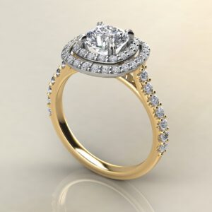 Double Halo Cushion Cut Moissanite Engagement Ring