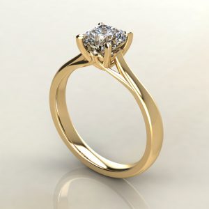 CS002 Yellow Gold Cushion Cut Curly Prong Solitaire Engagement Ring
