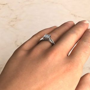 Double Split Shank Cushion Cut Moissanite Solitaire Engagement Ring