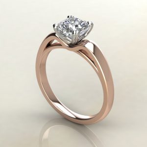 CS004 Rose Gold Tall Curve Cushion Cut Solitaire Engagement Ring