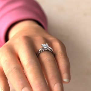 CS004 White Gold Tall Curve Cushion Cut Solitaire Engagement Ring (3)