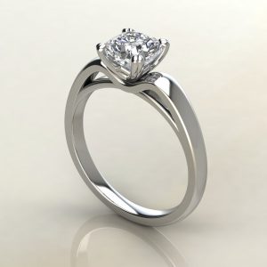 CS004 White Gold Tall Curve Cushion Cut Solitaire Engagement Ring