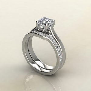 Tall Cathedral Cushion Cut Moissanite Solitaire Engagement Ring