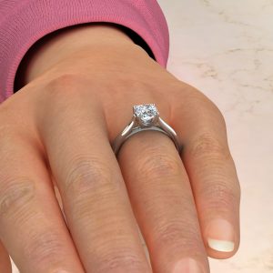 CS006 White Gold Tall Cathedral Cushion Cut Solitaire Engagement Ring (5)