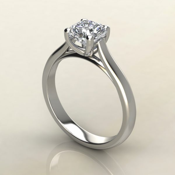CS006 White Gold Tall Cathedral Cushion Cut Solitaire Engagement Ring