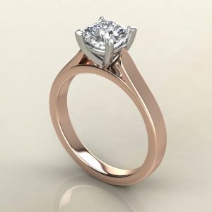 CS007 Rose Gold Classic Cathedral Cushion Cut Solitaire Engagement Ring