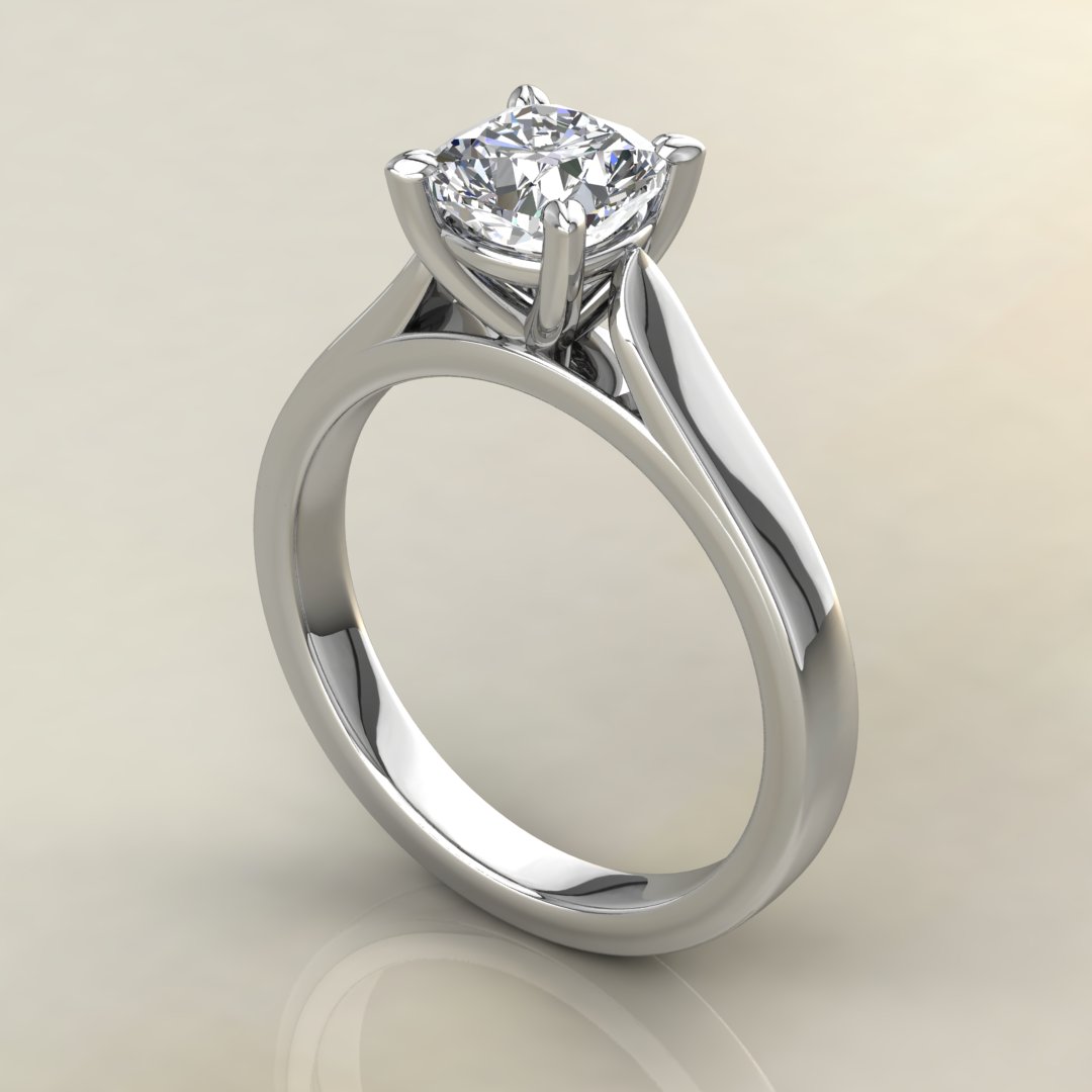 Classic Cathedral Cushion Cut Moissanite Solitaire Engagement Ring ...