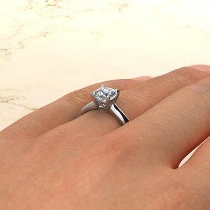 Small Cathedral Cushion Cut Solitaire Moissanite Engagement Ring