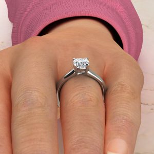 CS008 White Gold Small Cathedral Cushion Cut Solitaire Engagement Ring (4)