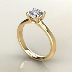CS008 Yellow Gold Small Cathedral Cushion Cut Solitaire Engagement Ring