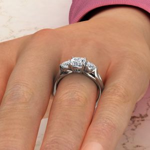 CS017 White Gold Split Shank 3 Stone Cushion Cut Engagement Ring (4)