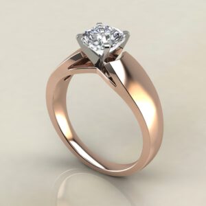 Wide Band Solitaire Cushion Cut Moissanite Engagement Ring