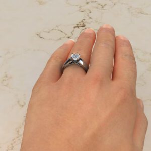 Wide Band Solitaire Cushion Cut Swarovski Engagement Ring