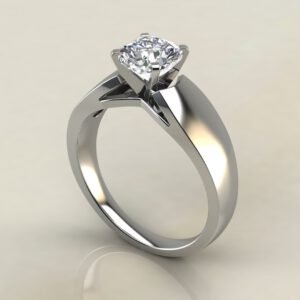 Wide Band Solitaire Cushion Cut Moissanite Engagement Ring