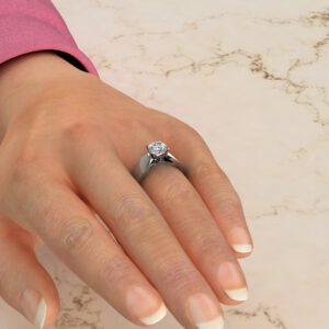Wide Band Solitaire Cushion Cut Moissanite Engagement Ring