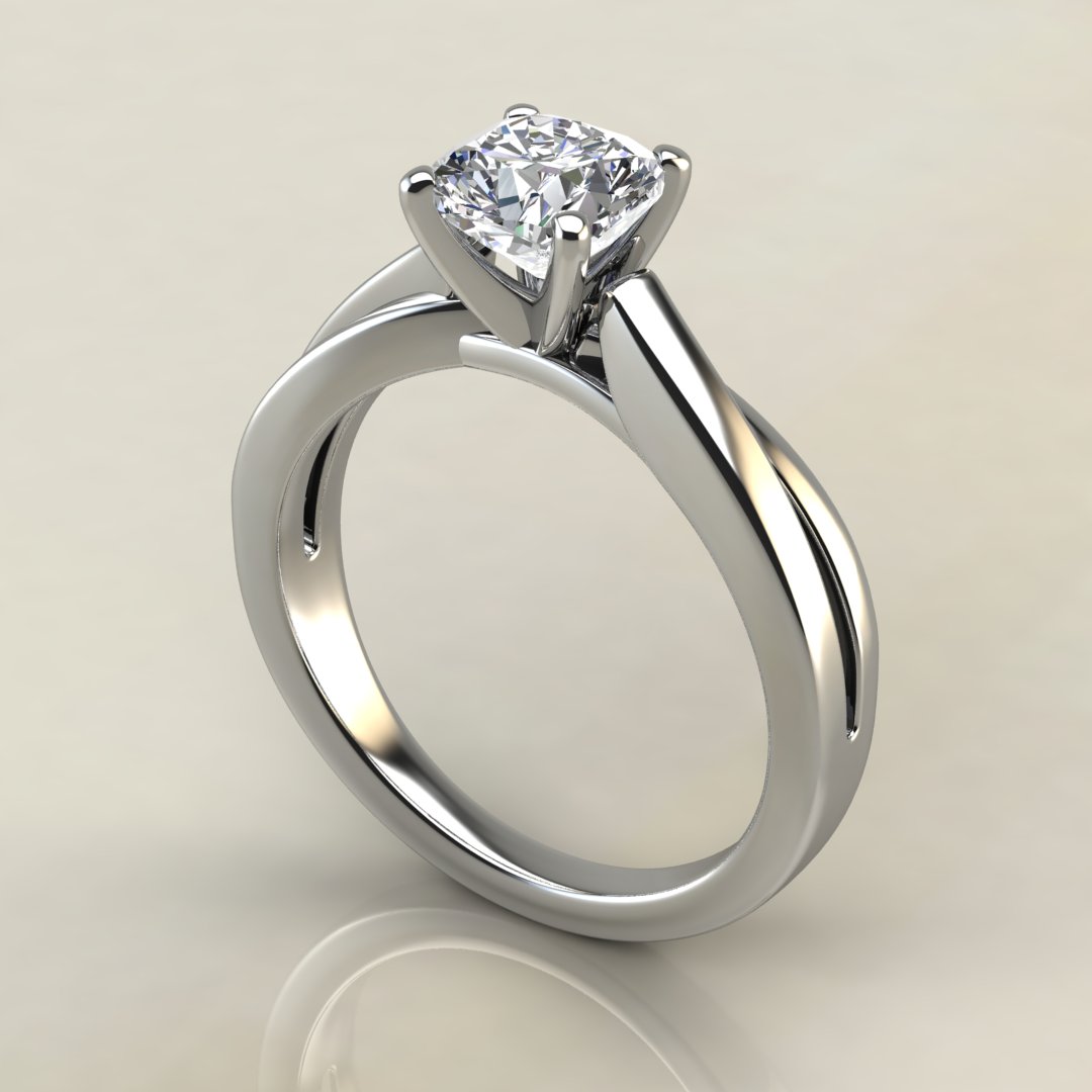 Split Twist Solitaire Cushion Cut Moissanite Engagement Ring - Yalish ...