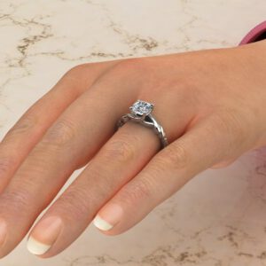 CS029 White Gold Ivy Solitaire Cushion Cut Engagement Ring (5)