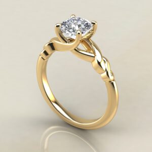 CS029 Yellow Gold Ivy Solitaire Cushion Cut Engagement Ring