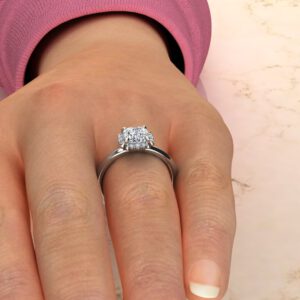 Floral Halo Cushion Cut Solitaire Moissanite Engagement Ring