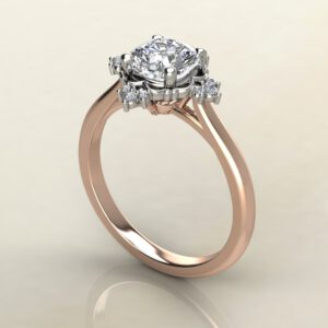 CS036 Rose Gold Vintage Halo Cushion Cut Solitaire Engagement Ring