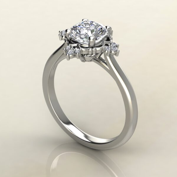 CS036 White Gold Vintage Halo Cushion Cut Solitaire Engagement Ring
