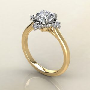 CS036 Yellow Gold Vintage Halo Cushion Cut Solitaire Engagement Ring
