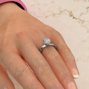 Hidden Halo Cushion Cut Solitaire Moissanite Engagement Ring