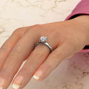 Hidden Halo Cushion Cut Solitaire Moissanite Engagement Ring