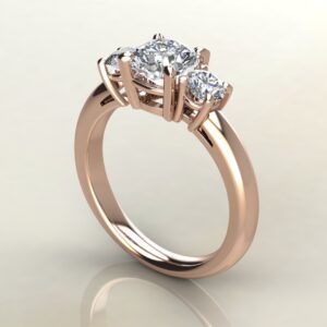 CS040 Rose Gold Three Stone Cushion Cut Engagement Ring