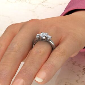 CS040 White Gold Three Stone Cushion Cut Engagement Ring (5)