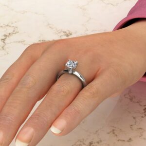 Peekaboo Solitaire Cushion Cut Moissanite Engagement Ring