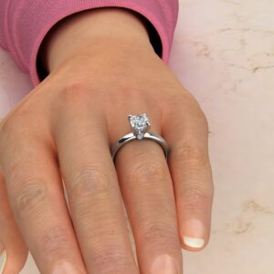 Peekaboo Solitaire Cushion Cut Moissanite Engagement Ring
