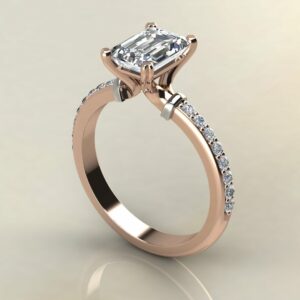 E101 Rose gold Emerald Cut Two Tone Engagement Ring