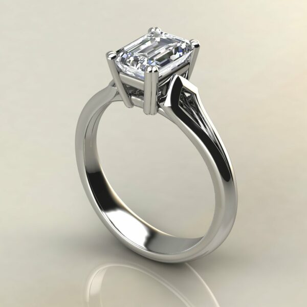 E101 White Gold Emerald Cut Princess Channel Set Engagement Ring