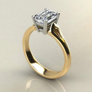 E101 Yellow Gold Emerald Cut Princess Channel Set Engagement Ring