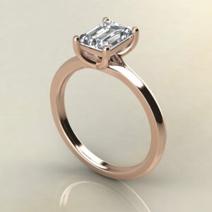 E103 Rose Gold Emerald Cut Cross Prong Solitaire Engagement Ring