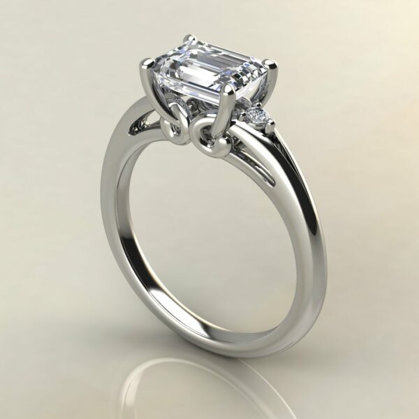 E108 White Gold Horizontal Emerald Cut Engagement Ring