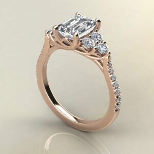E109 Rose Gold Emerald Cut 6 Stone Engagement Ring