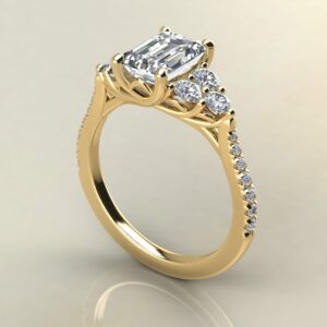 E109 Yellow Gold Emerald Cut 6 Stone Engagement Ring