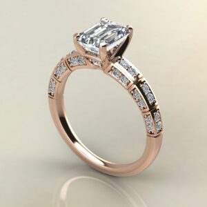 E112 Rose gold Emerald Cut 3 Sided Engagement Ring