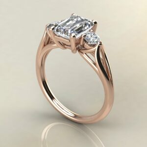 E120 Rose gold Emerald Cut 3 Stone Engagement Ring