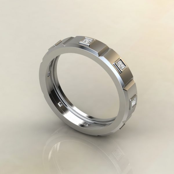 0.27Ct Moissanite Princess Cut Men Wedding Band Ring